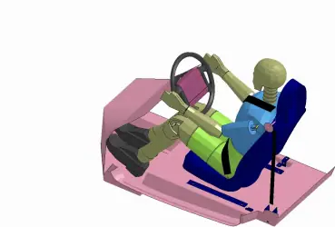 安全氣囊與車輛撞擊分析示意圖